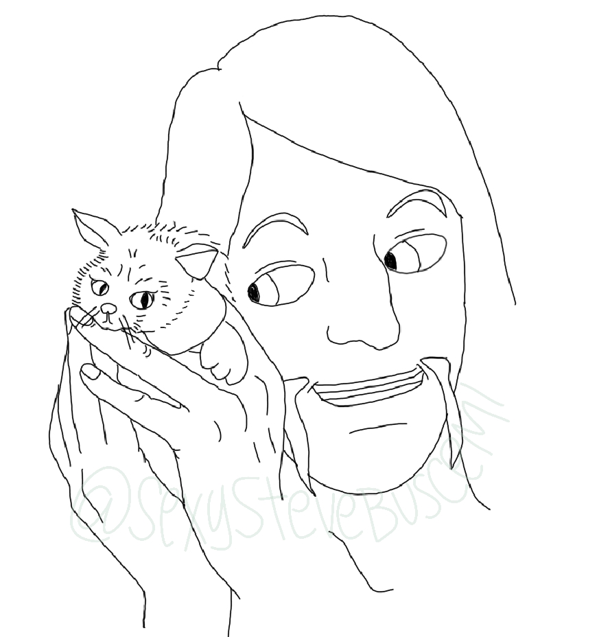 toki with kitten sketch